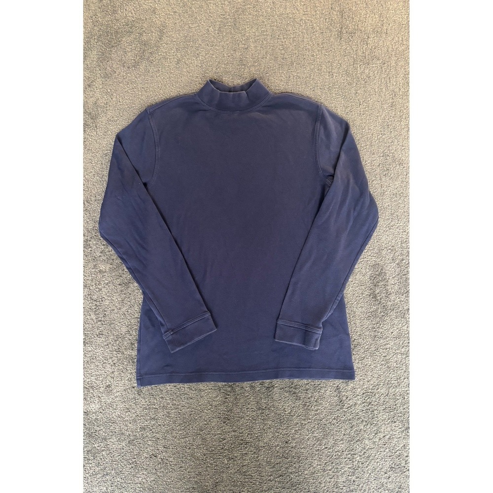 Croft & Barrow Navy Blue Mock Neck Long Sleeve Cotton TShirt Size S